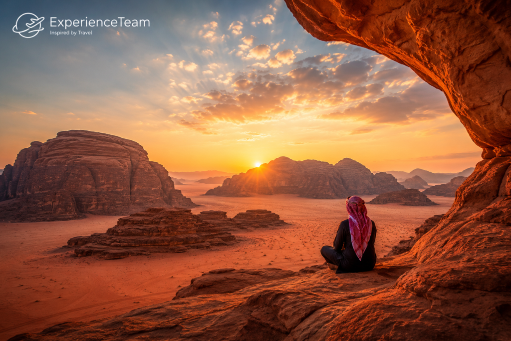 Apus în Wadi Rum, Iordania – peisaj spectaculos în deșertul Valea Lunii